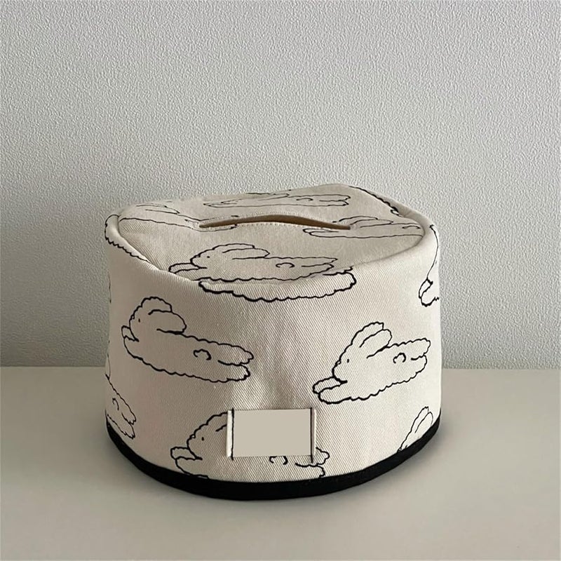 غطية صندوق المناديل القطنية المستديرة الزرقاء، زينة طاولة المطبخ، تصميم موفر للمساحة، هدية - Image 3